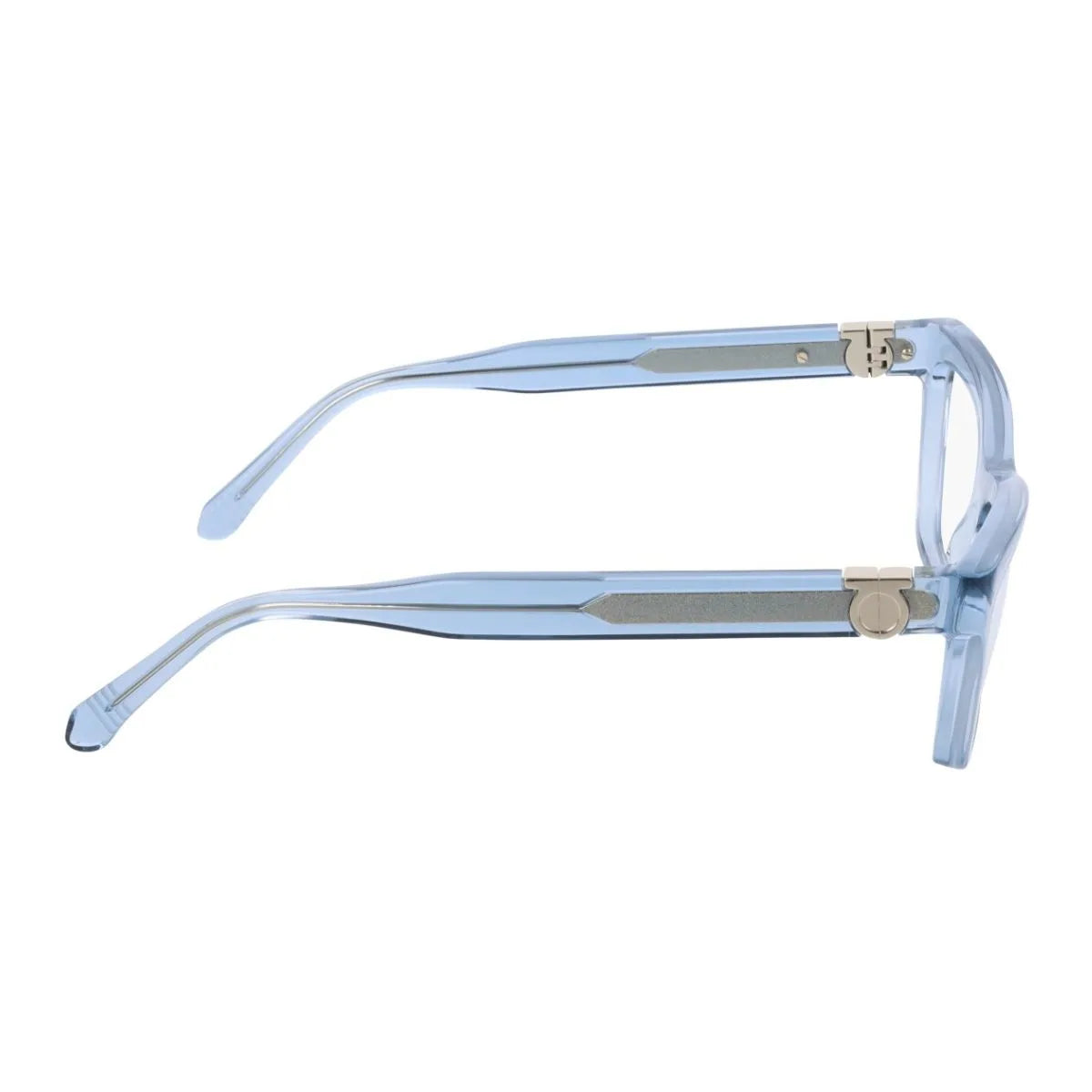 Discover elegant Salvatore Ferragamo glasses frame SF 3021 450. Trendy transparent azure cat eye Ferragamo eyeglasses for women. Shop luxury designer Ferragamo frame eyewear at Optorium.