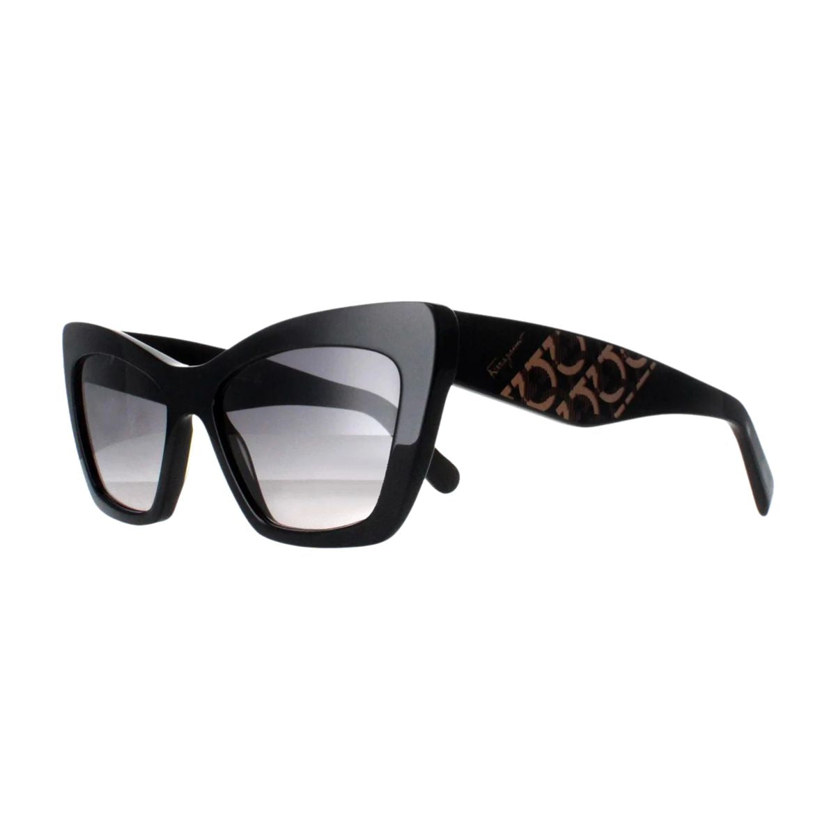 "Chic Salvatore Ferragamo SF1081SE 001 cat-eye black sunglasses, perfect for fashion-forward women seeking premium luxury eyewear, online at Optorium Hyderabad."