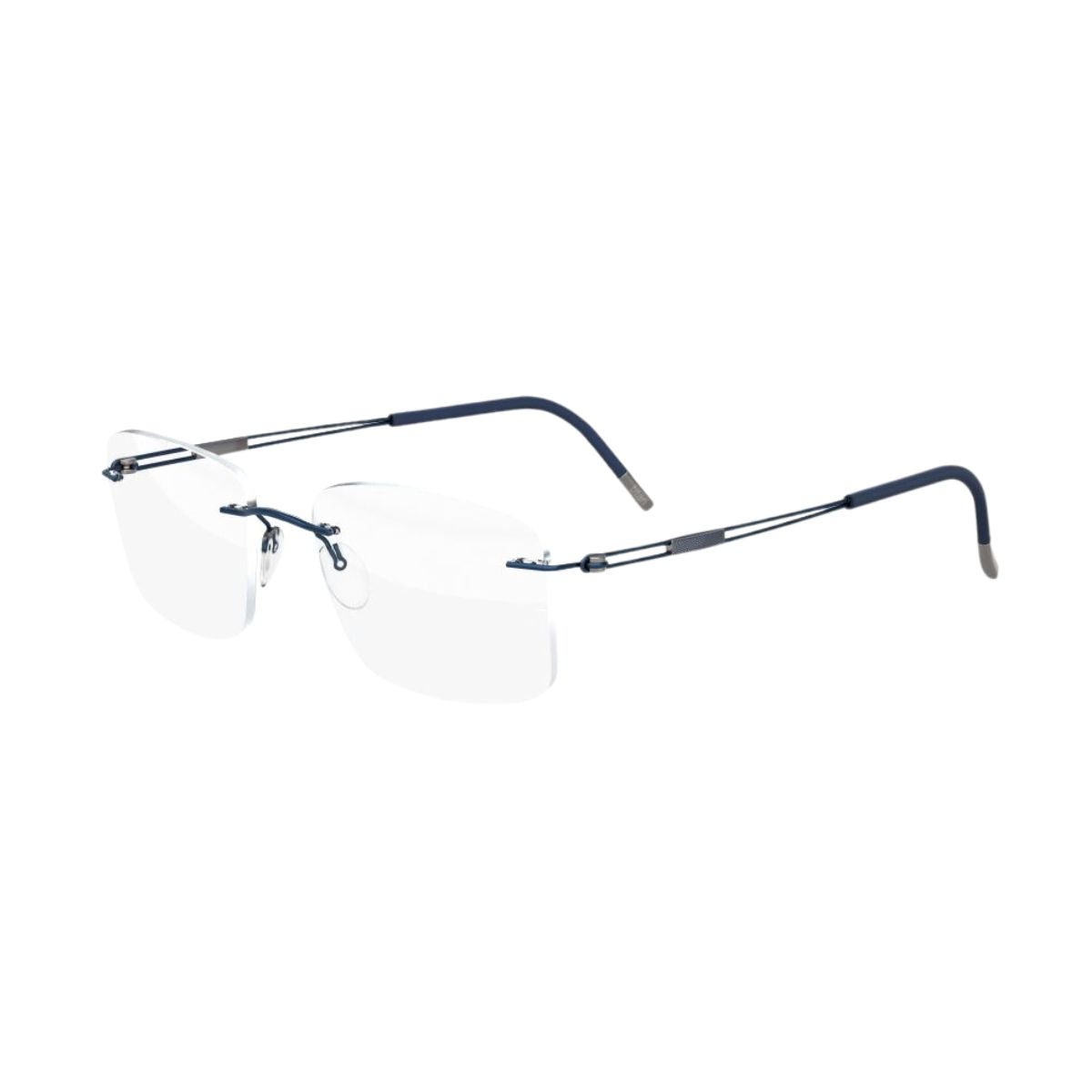 "Stylish Silhouette 5521 EY 4540 blue rimless eyeglasses online at Optorium."