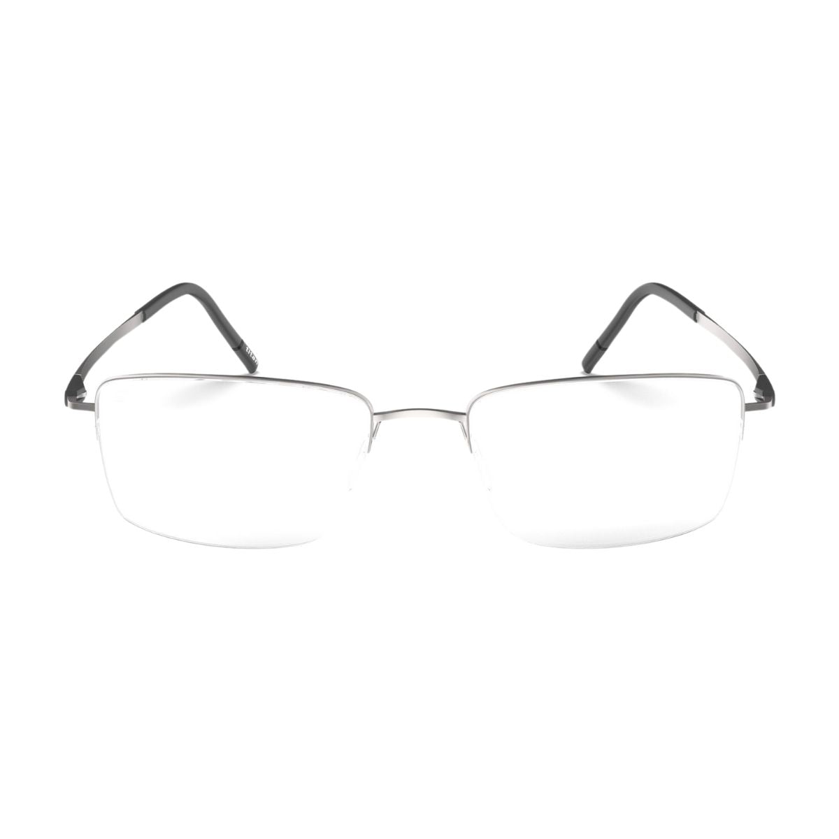 "Silhouette Half Frame 5571 75 6760 steel grey rectangle eyewear online at Optorium."
