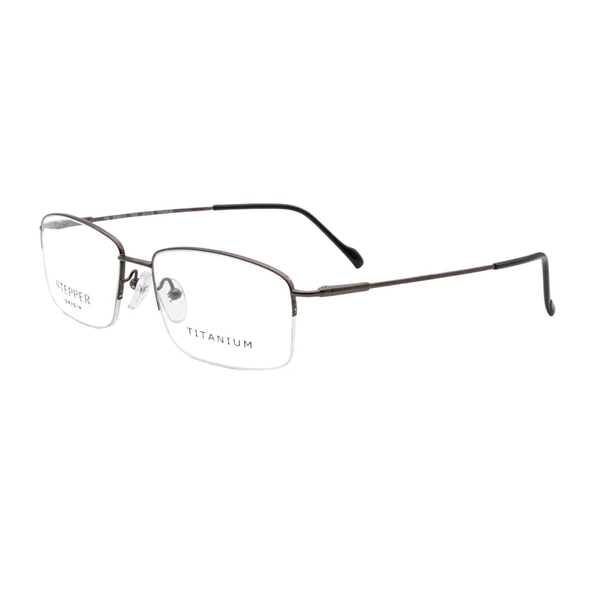 Upgrade your look with Stepper glasses SI-60214 F022, featuring a Gun Metal titanium half rim rectangle Stepper frame. Premium Stepper eyewear frames for men and optical precision at Optorium.