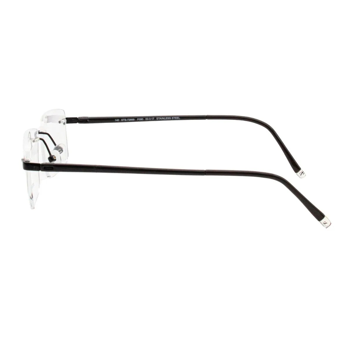 Explore Stepper eyewear STS-72669 F090, titanium rimless rectangle Stepper glasses for men. Stylish black Stepper optical frame with durable Stepper titanium frames collection at Optorium.