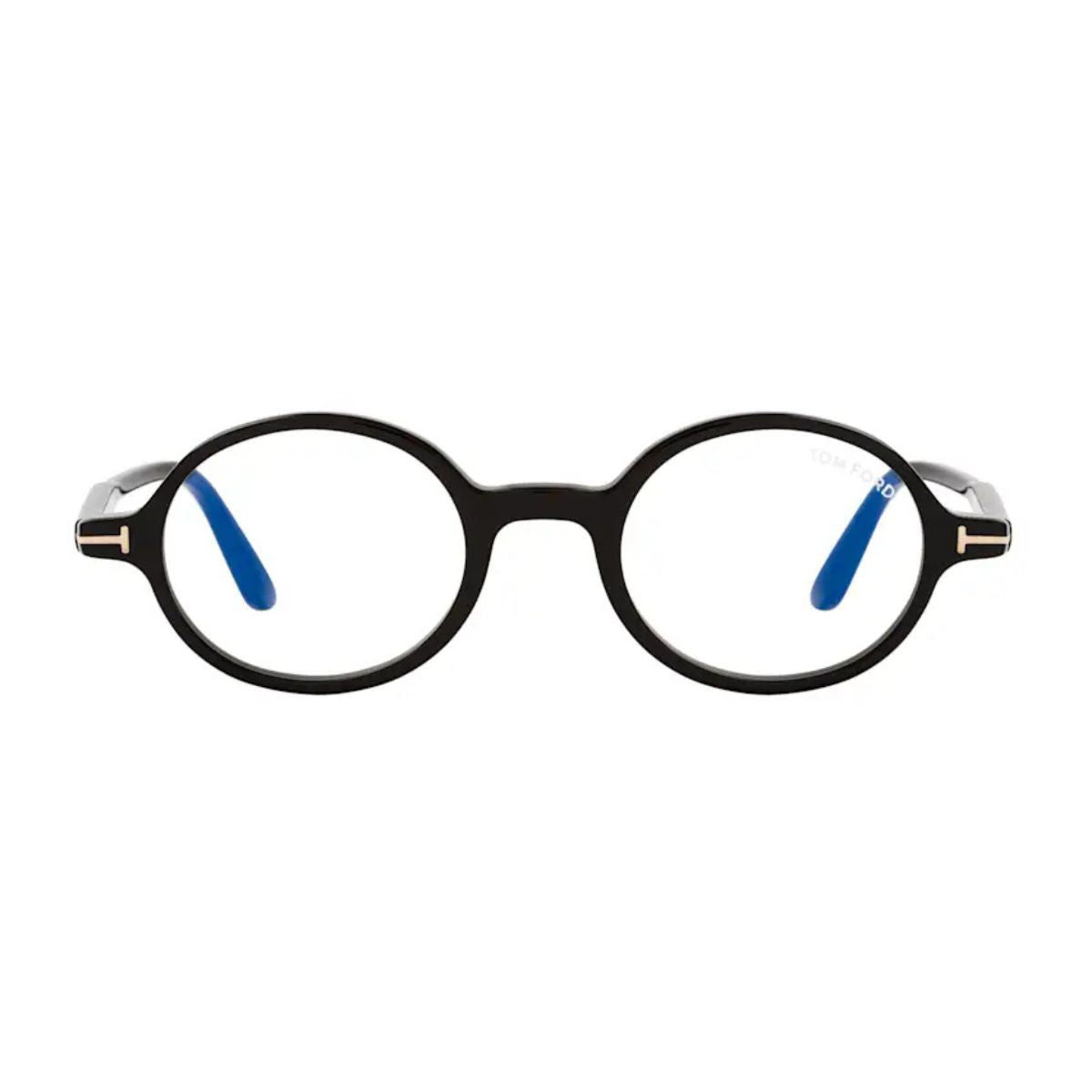 "Tom Ford TF 5975 B 001 round eyeglasses frame, black color, stylish online at Optorium."
