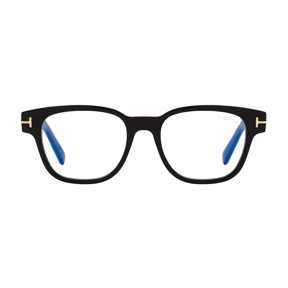 "Tom Ford TF 5977 B 001 black square eyeglasses frame, stylish design online at Optorium."
