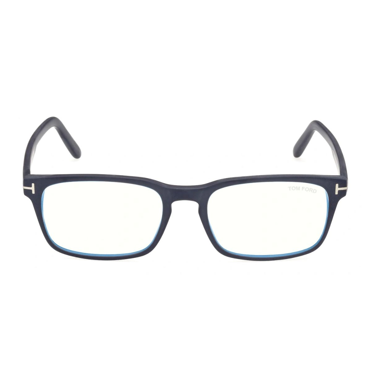 "Tom Ford TF 5938 091 rectangle matte blue glasses for men, Optorium."
