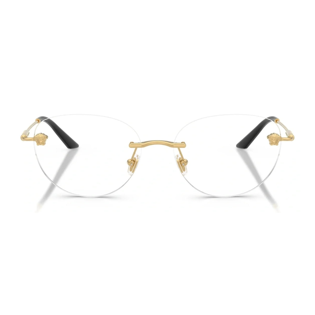 "Designer Versace 1305 1002 rim-less optical glasses in metallic gold finish for elegant fashion statement Optorium"