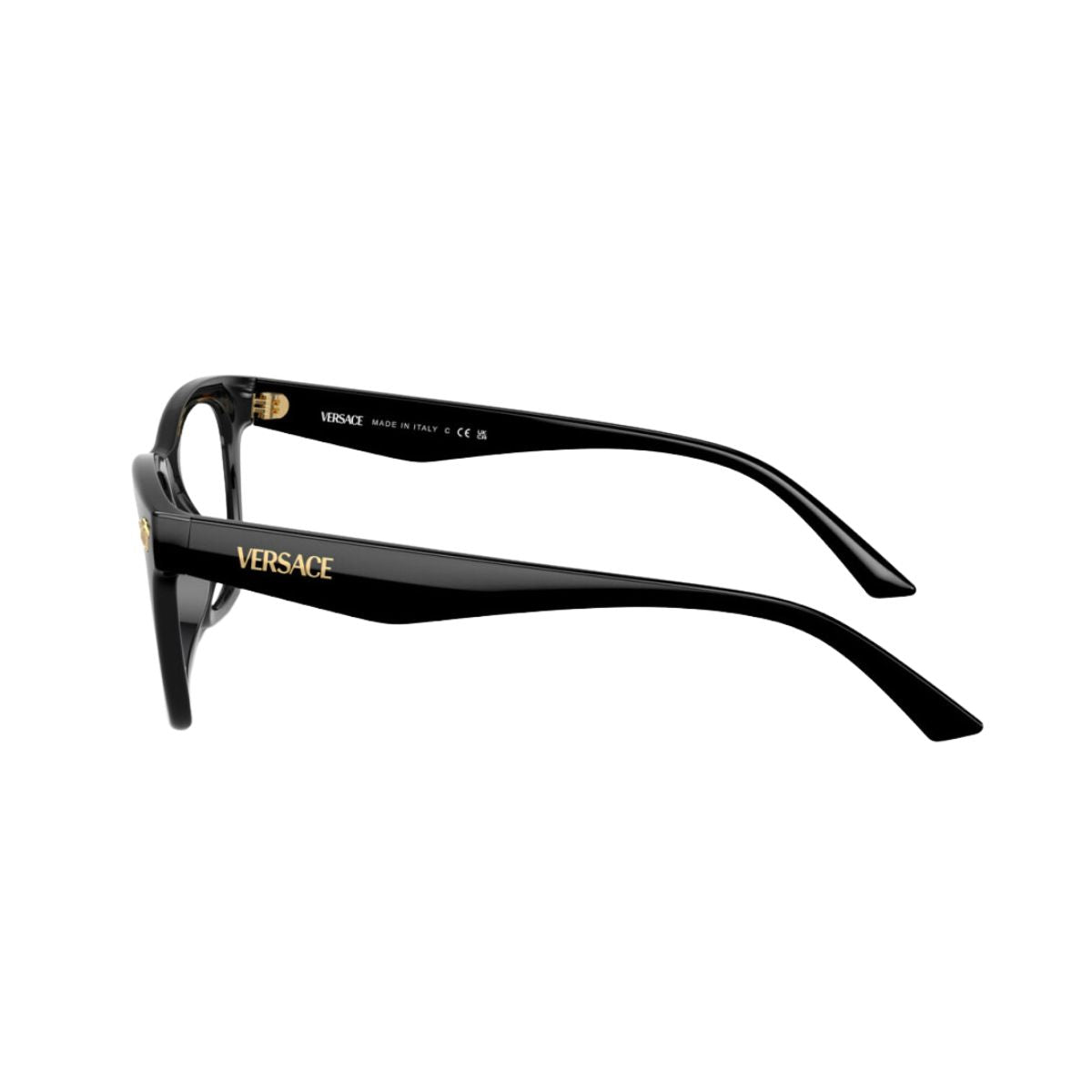 "Elevate your look with the unisex Versace 3363-U GB1 black optical frame, online at Optorium."
