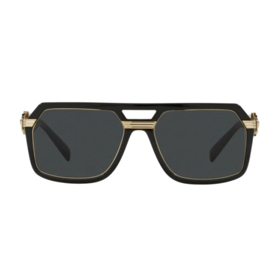 "Versace VE 4399 GB1/87 black square sunglasses online at Optorium."
