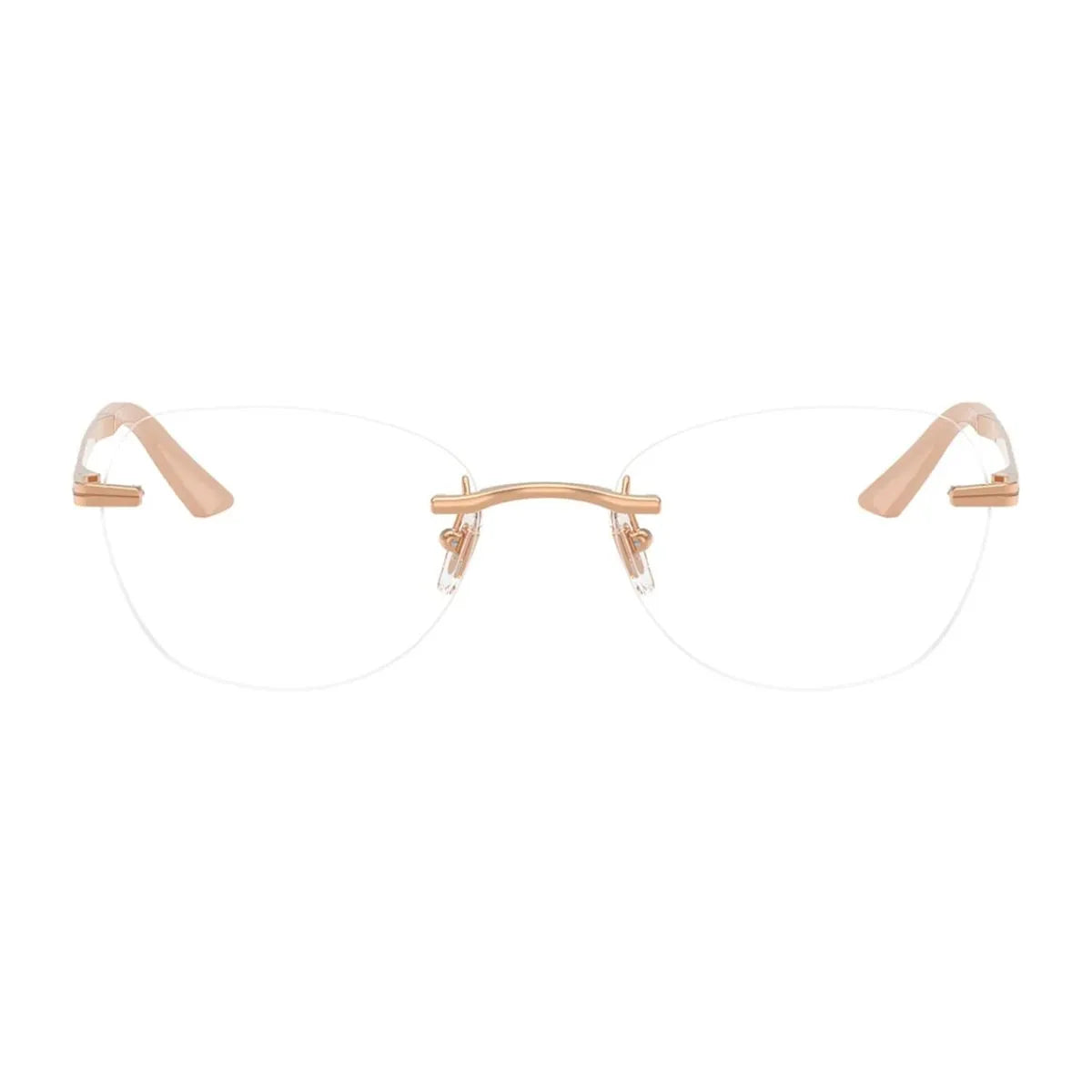 Versace 1314-D 1412 rimless eyeglasses for women with gold temples at Optorium