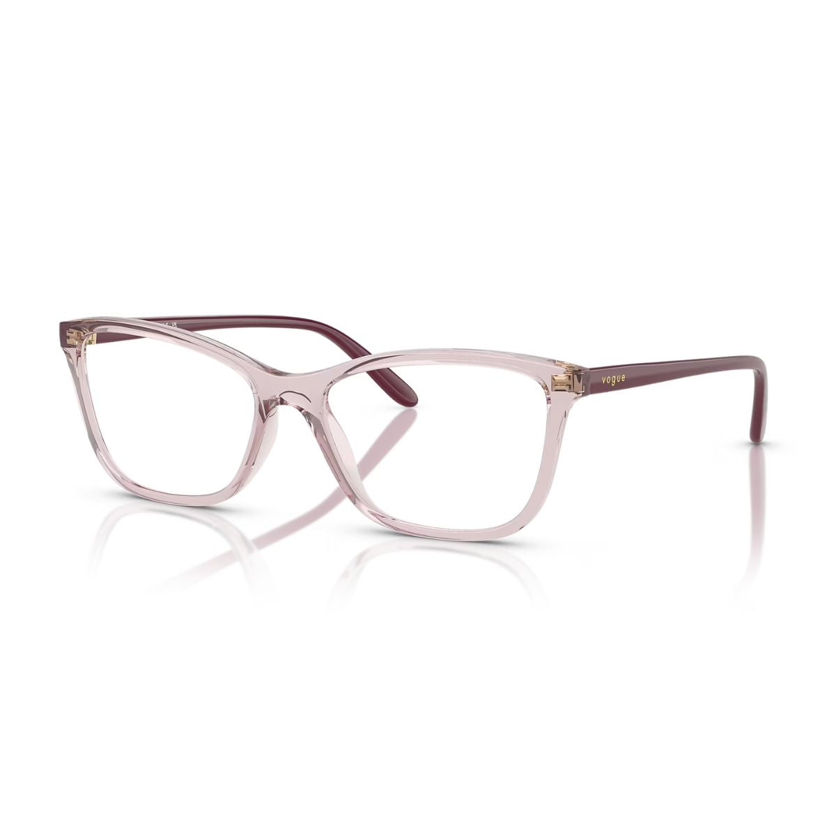 "Stylish Vogue 5603 2942 transparent pink frame online at Optorium."
