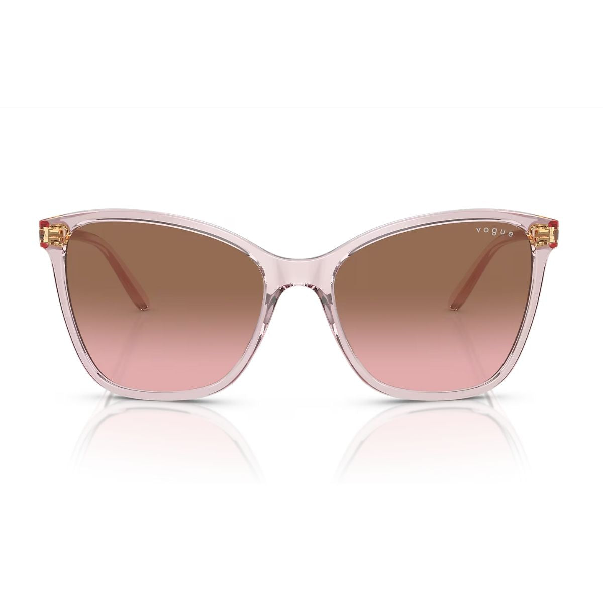 "Vogue 5520-S 294214 pink transparent sunglasses with brown gradient lenses online at Optorium."
