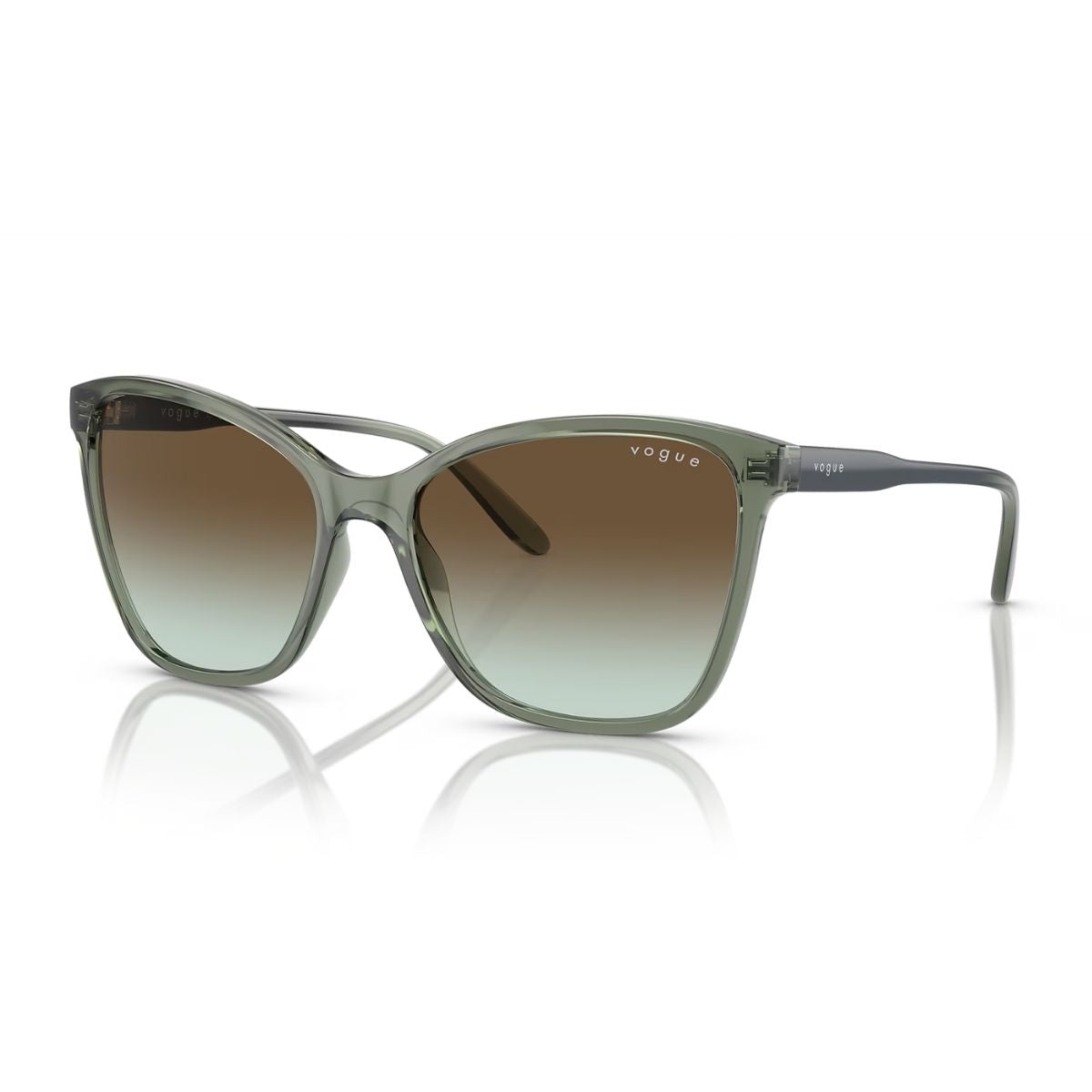 "Stylish transparent mallard green frame Vogue 5520-S sunglasses online at Optorium."
