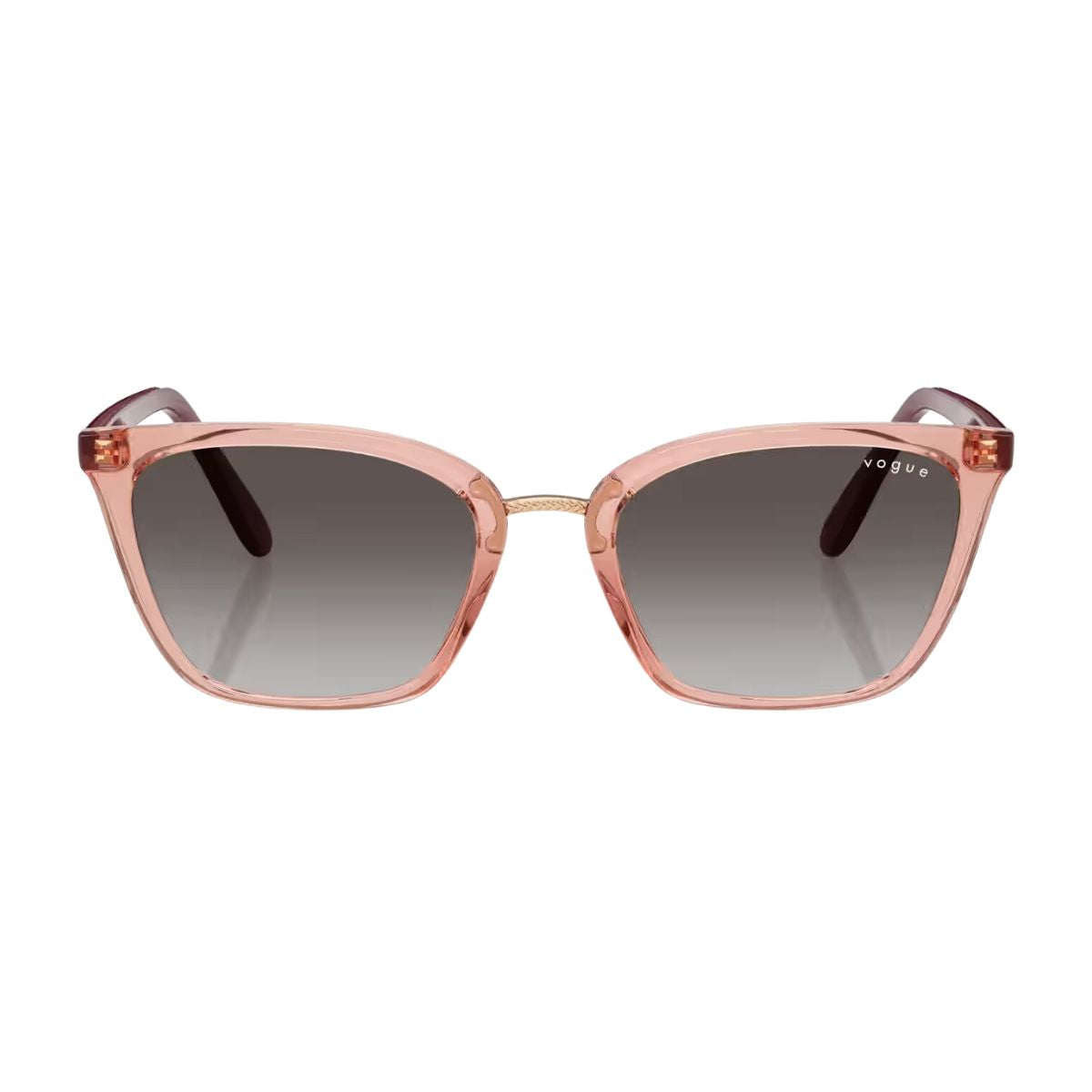 Vogue 5597-SI 28648G sunglasses for women, pink frame with grey gradient lenses. Available online at Optorium.
