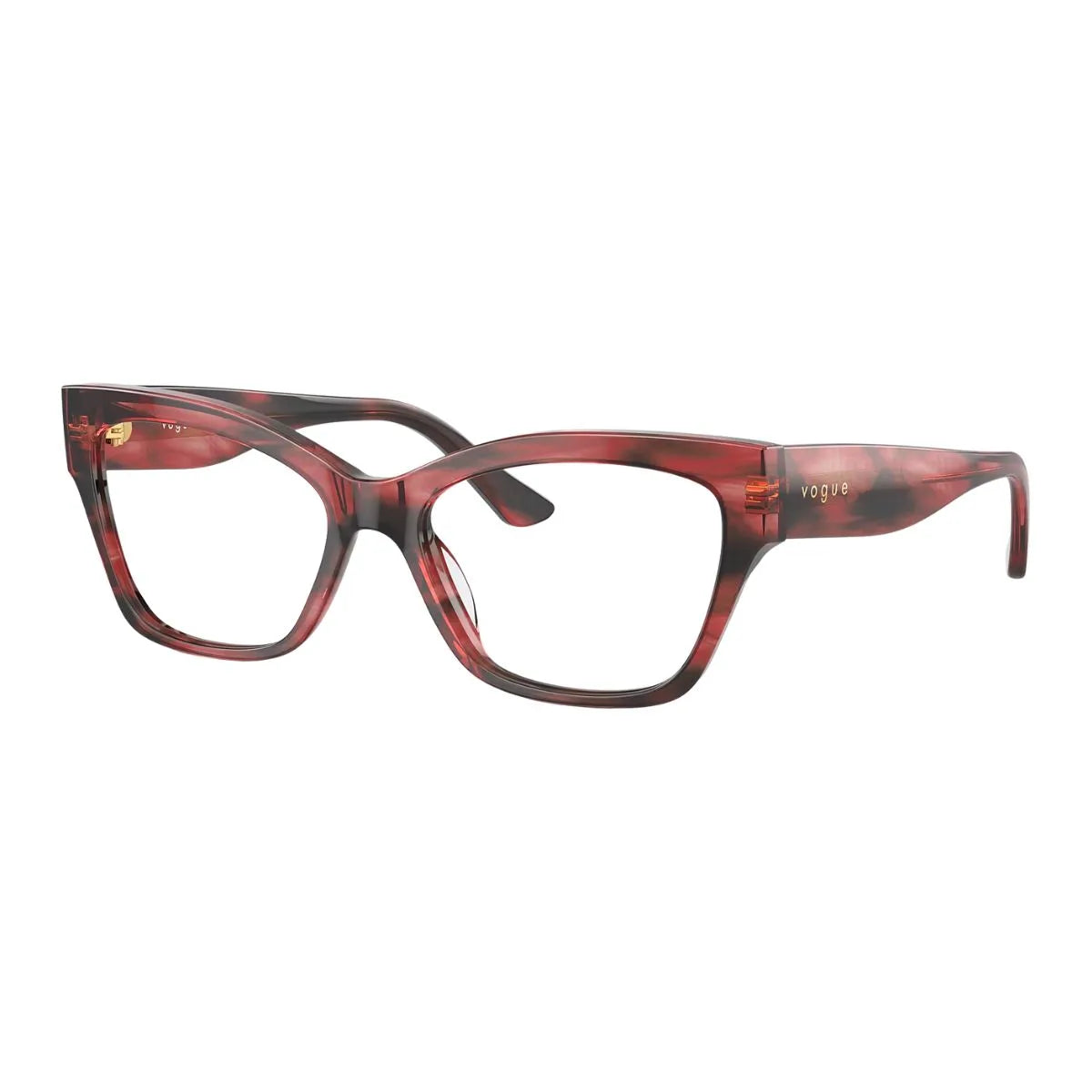 Stylish Vogue eyeglasses for women, Red Havana color Vogue frames for women, cat eye shape Vogue frames India, trending Vogue eyewear at Optorium.