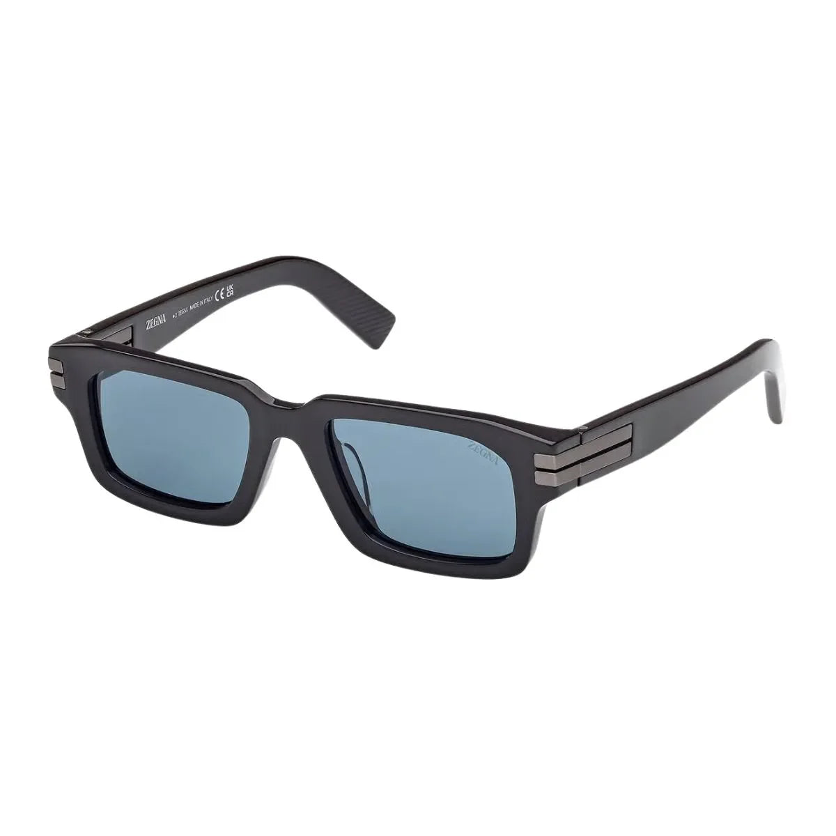 Luxury Zegna Rectangle sunglasses EZ 0255 48V featuring dark brown acetate build and blue UV400 lenses, top trending designer men’s sunglasses in India optorium.