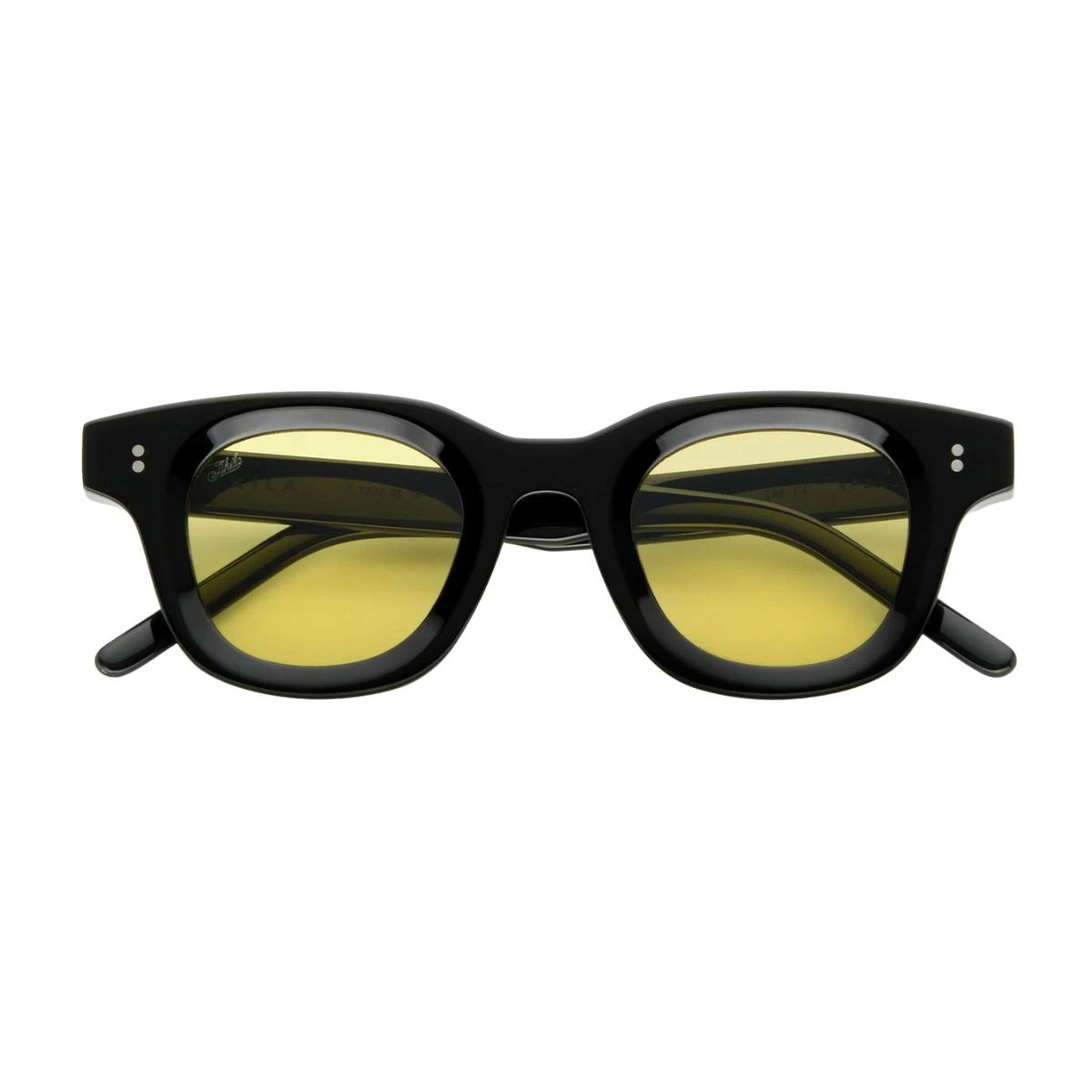 Discover AKILA Apollo 1922 01 78 Black Round Sunglasses Yellow Lenses