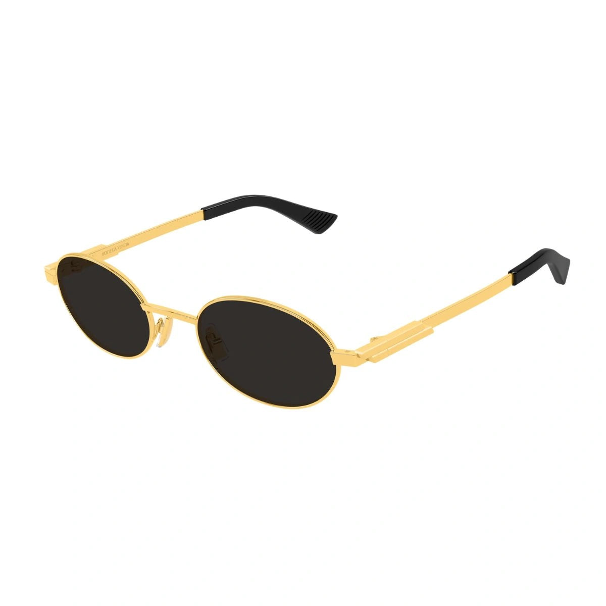Experience Bottega Veneta BV1470S 001 gold metal eyewear with oval grey lenses