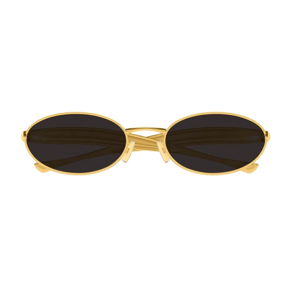 Introducing Bottega Veneta BV1386S 001 gold oval sunglasses with grey lenses