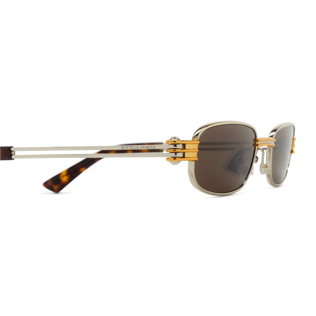 Bottega Veneta BV1381S 001 rectangular sunglasses with layered hinges