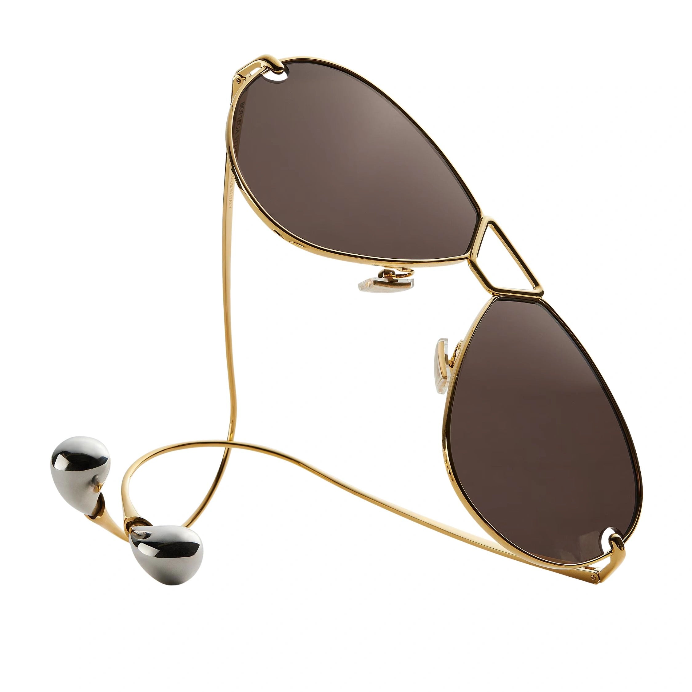 Discover BV1437S 001 gold metal aviator sunglasses with silver drop tips