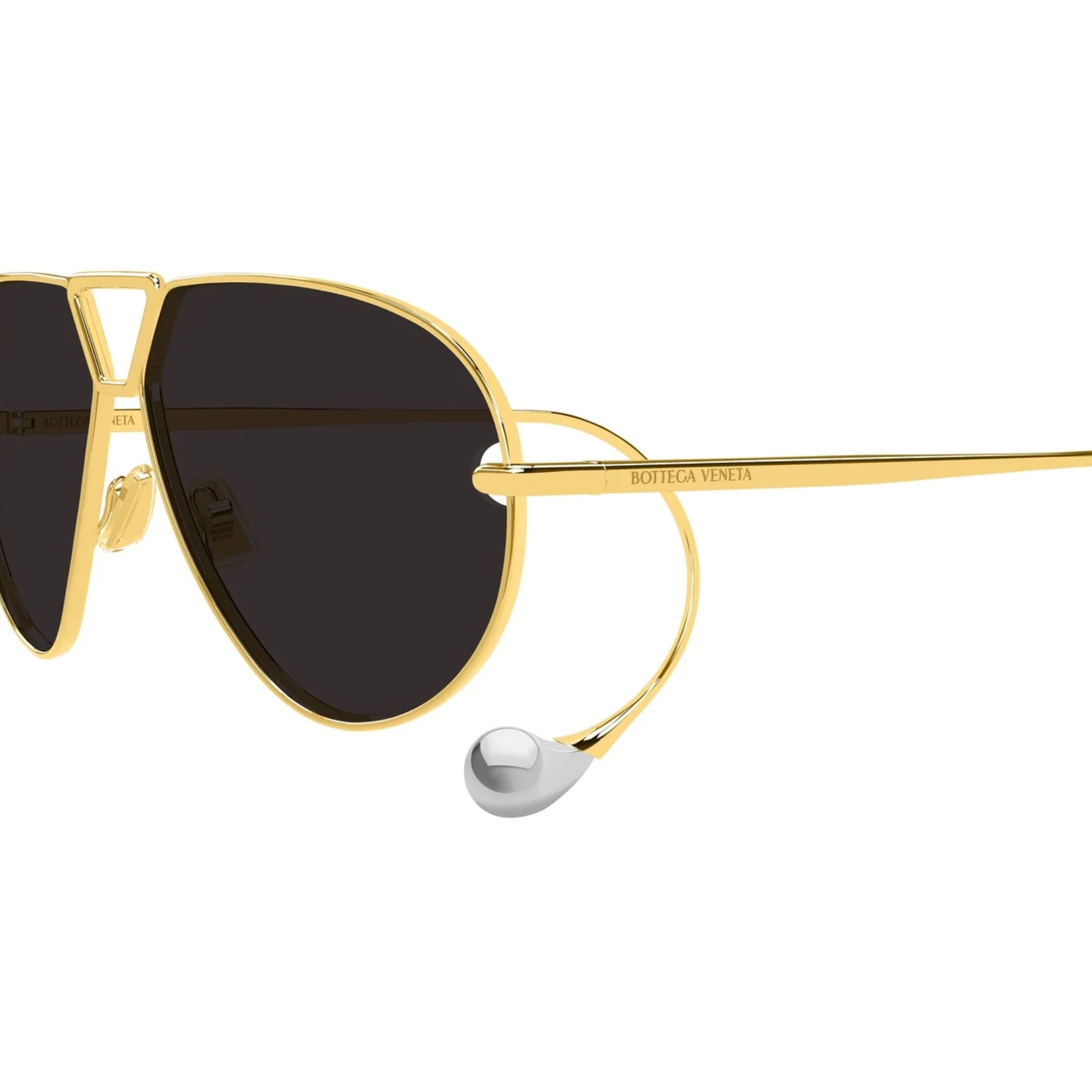 Elegant Bottega Veneta BV1437S 001 luxury sunglasses with drop temple tips