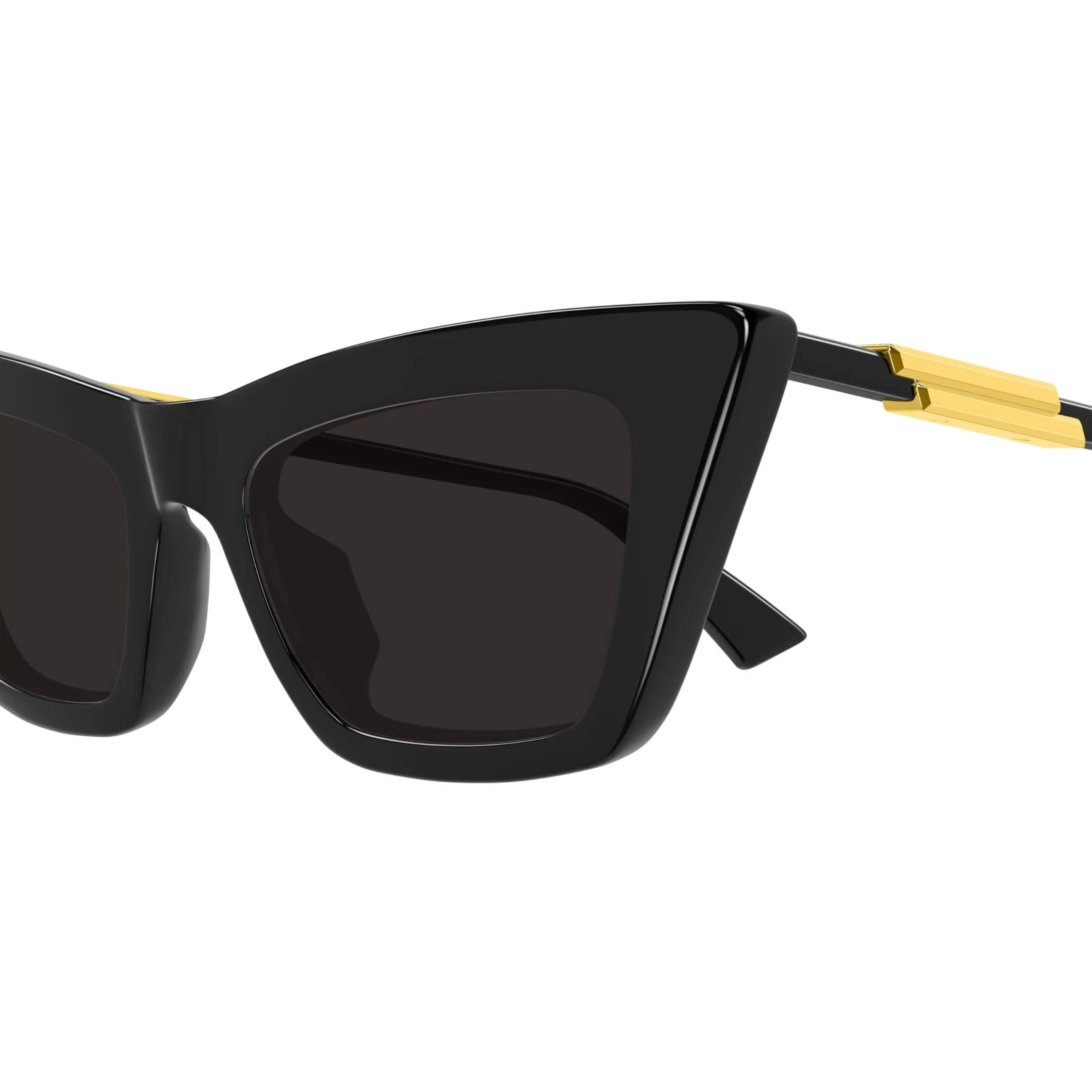 Bottega Veneta BV1446S 001 sunglasses with signature 3D gold ribbon temple trim