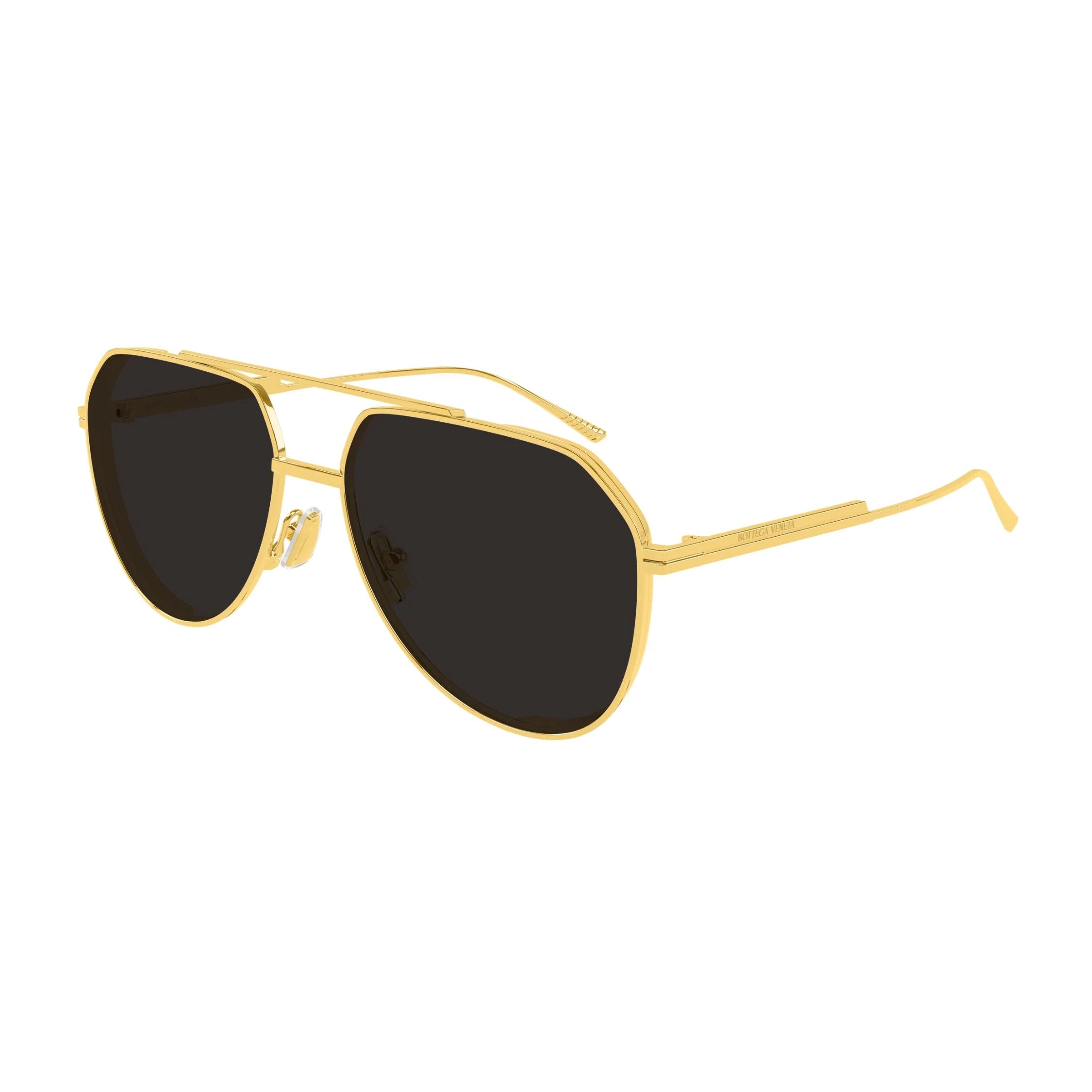 Bottega Veneta BV1465S 001 pilot sunglasses with ribbon temple detail