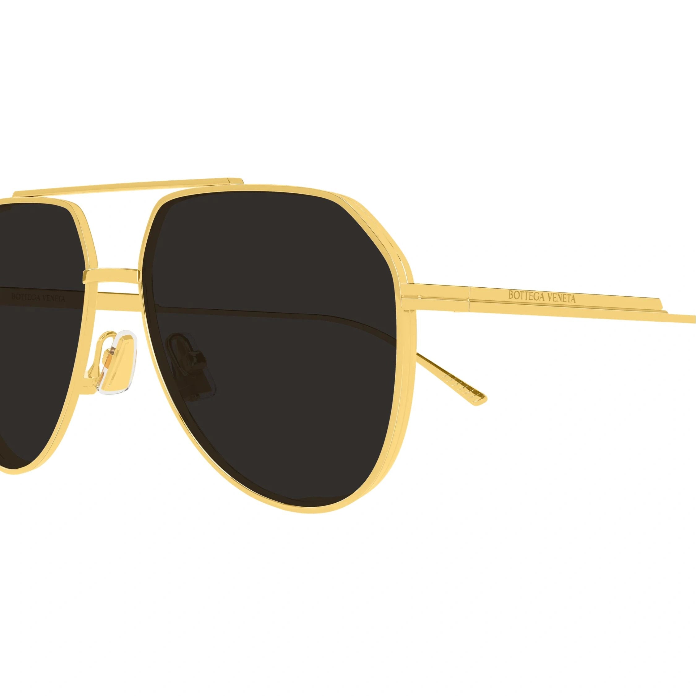 Bottega Veneta BV1465S 001 gold aviator frame with faceted side spoiler