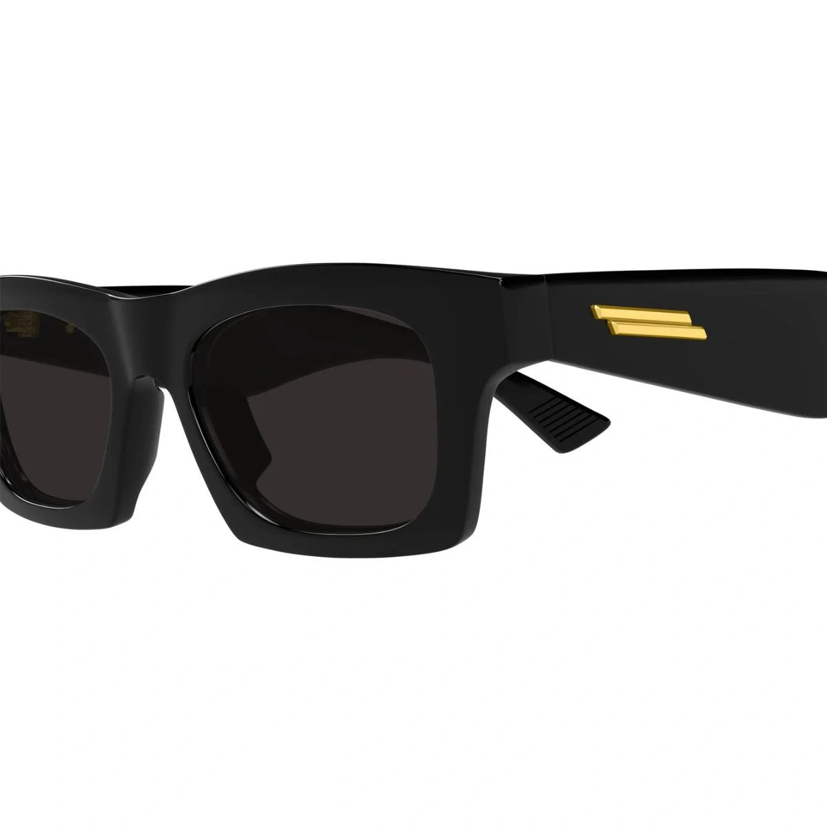Elegant BV1457S 001 square sunglasses with signature gold ribbon temples 