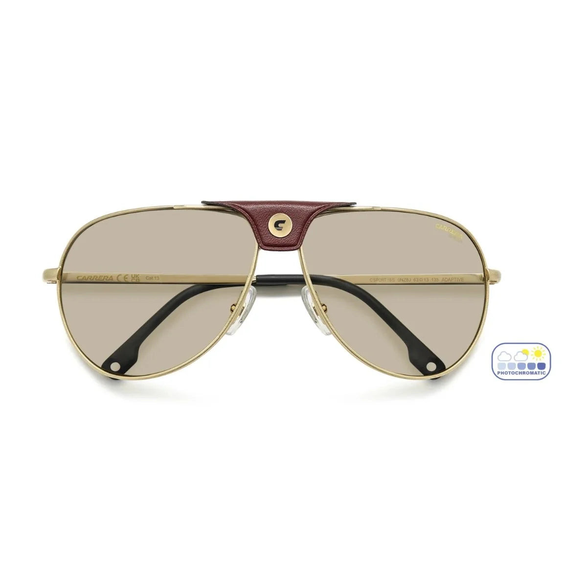 Full-rim Carrera C Sport aviator sunglasses with matte gold black frame