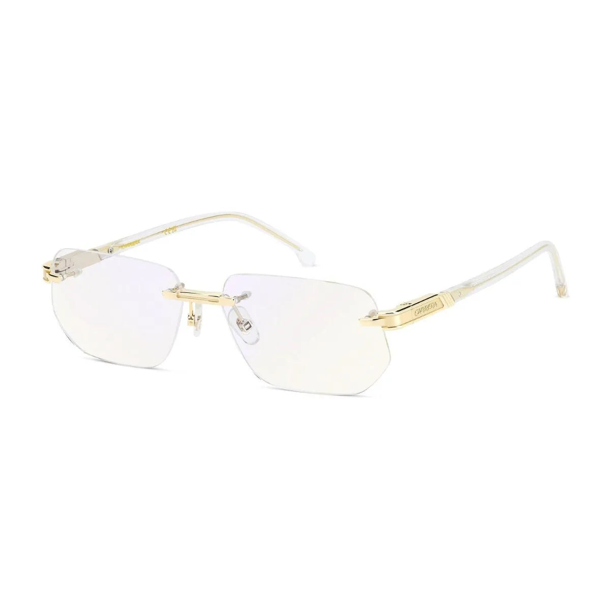Carrera 1142 900 rimless eyeglasses with gold temples at Optorium India
