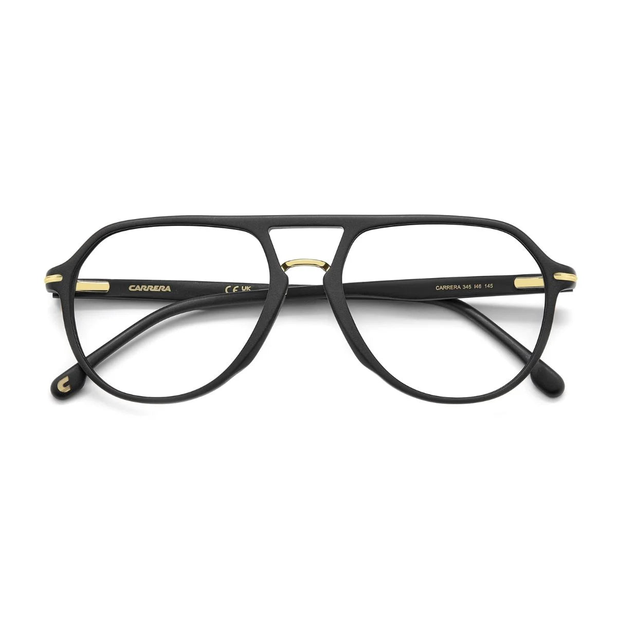 Carrera 345 I46 designer eyeglasses with gold-tone temple accents