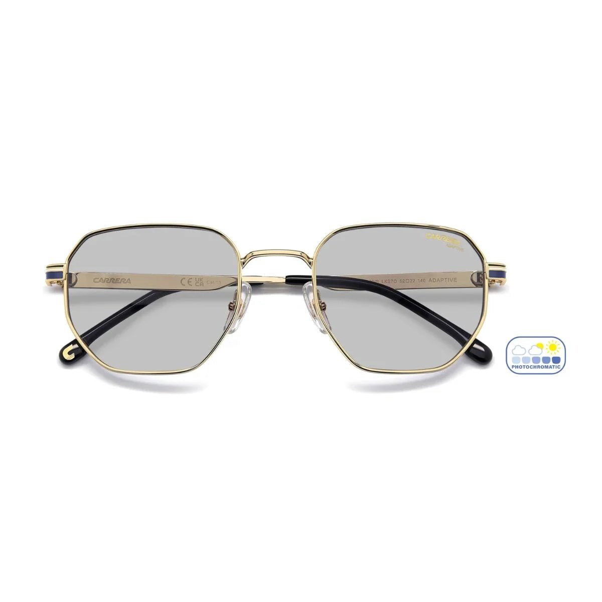Premium Carrera 308/S LKS7O gold metal sunglasses with black temple accents