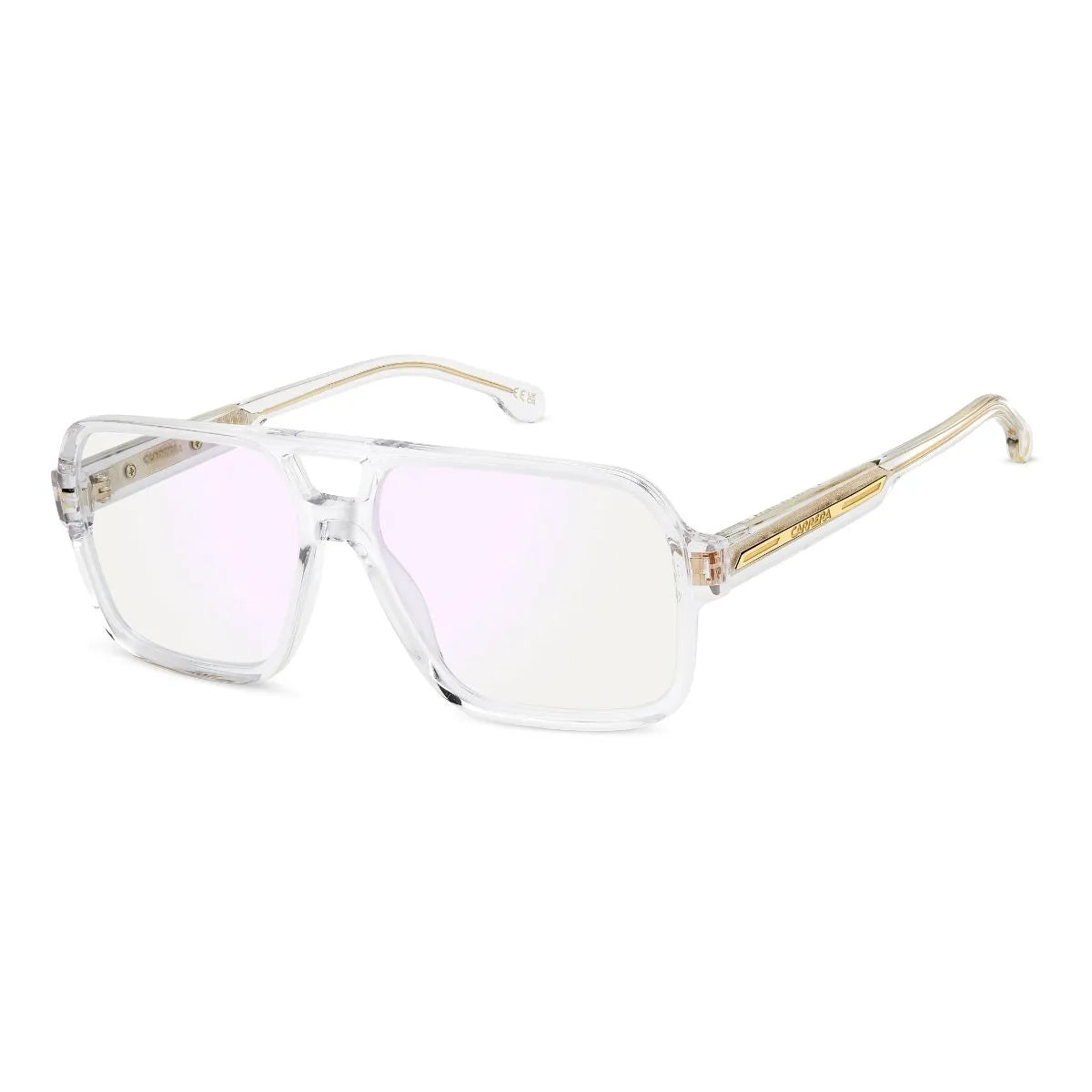Carrera C16 REJ transparent full frame eyeglasses with gold and white acetate and metal temples | Optorium India
