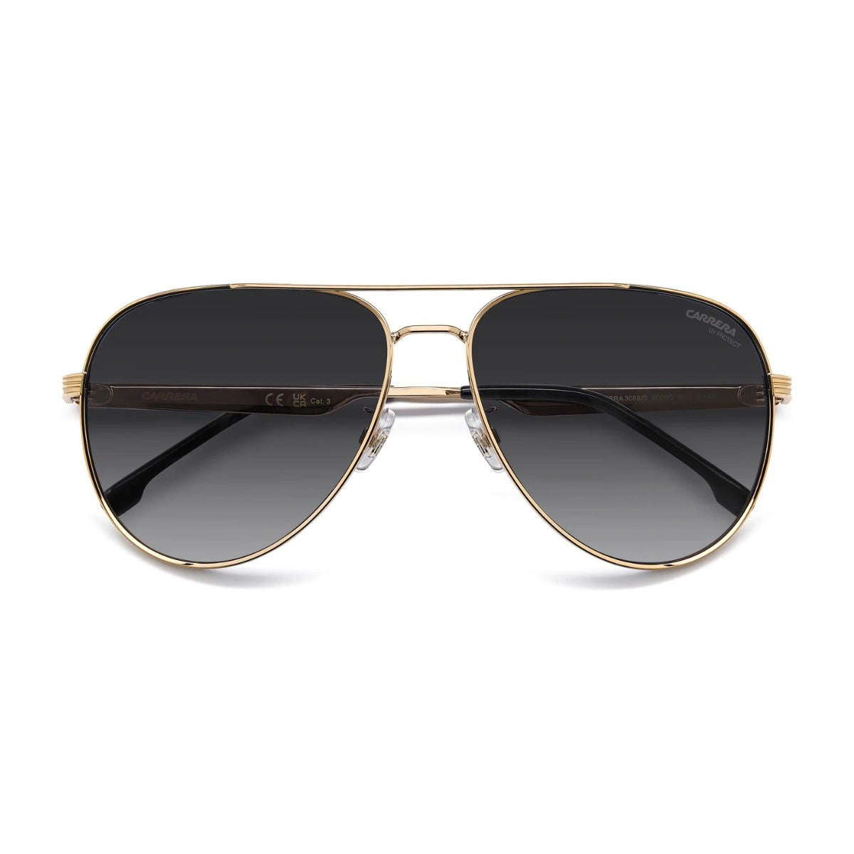 Carrera gold frame designer eyewear with black temple tips