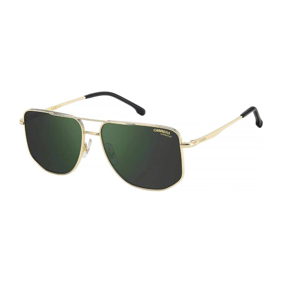 Carrera Gold Metal Sunglasses With Green Polarized UV Lenses
