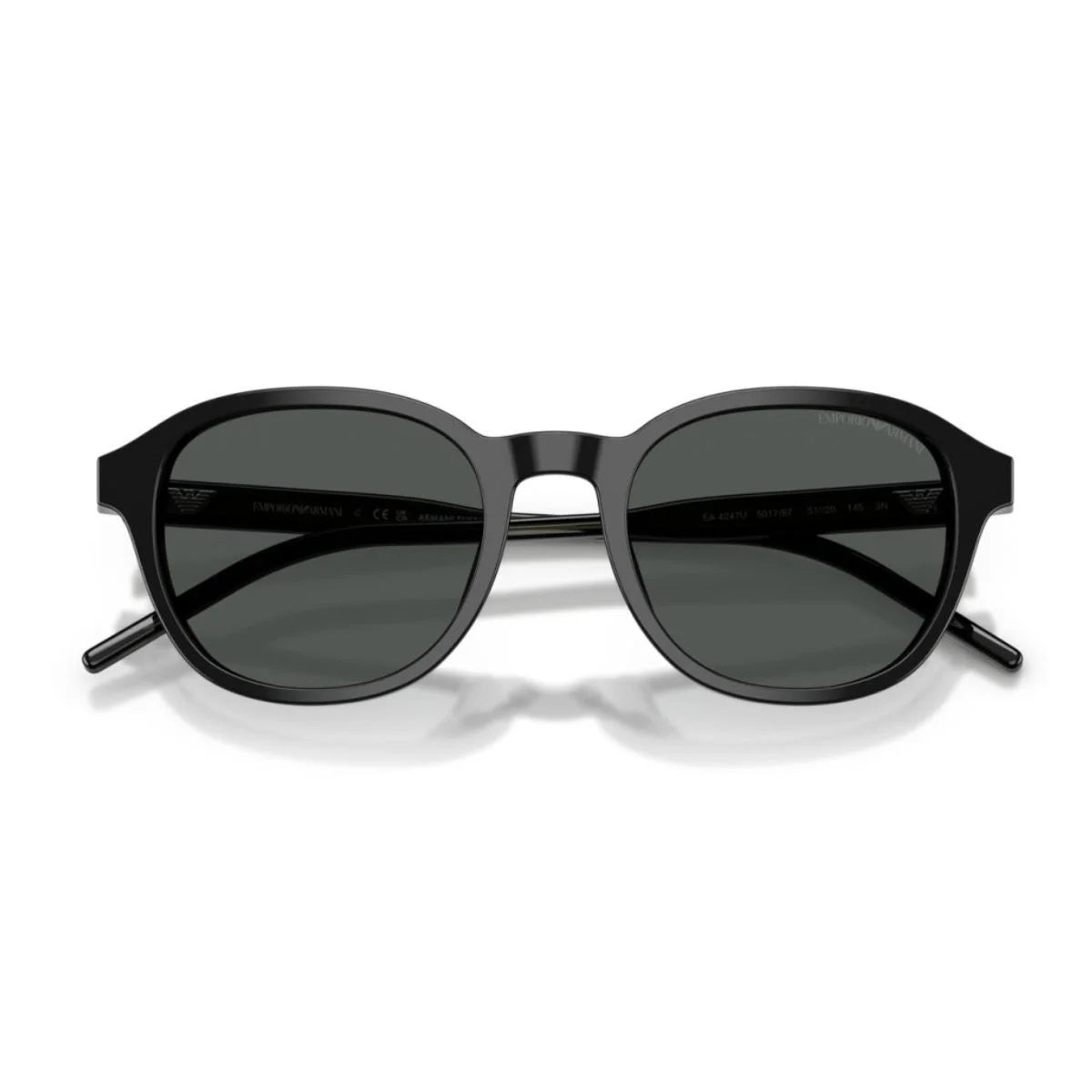 Dark grey bio-polyamide lenses on Emporio Armani EA4247U black sunglasses
