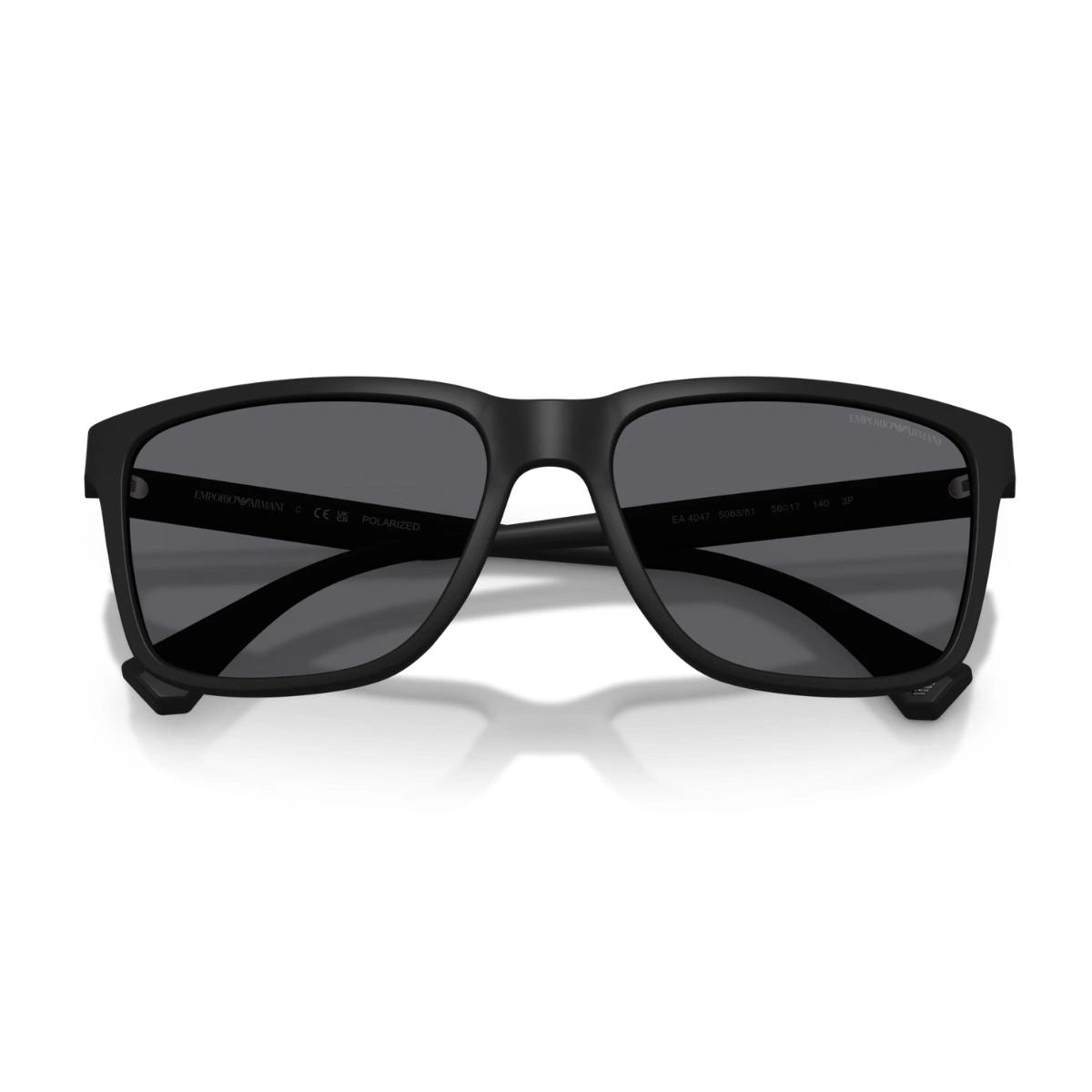 Side view of EA4047 matte black polarized designer eyewear
