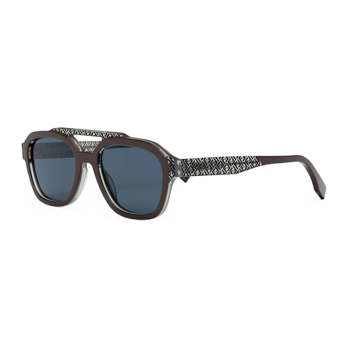 Fendi men shadesFE40076U 50V  with transparent black checks full frame sunglass at Optorium
