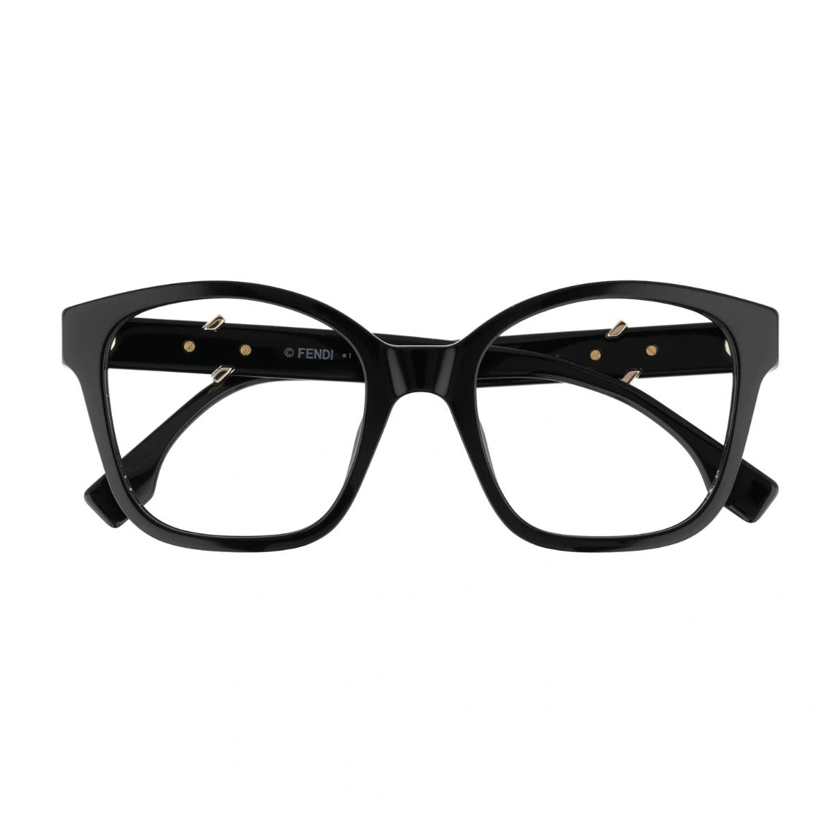 Luxury Fendi square eyeglasses with gold-tone FF logo accents