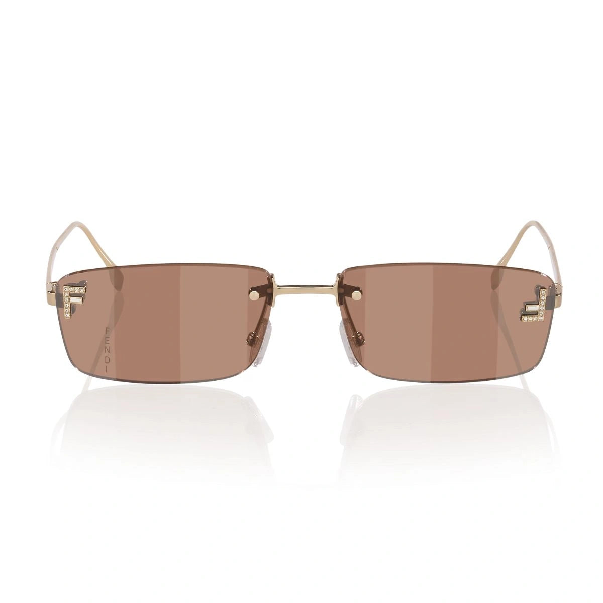 Fendi FE4172US rimless rectangle sunglasses with crystal F logo detailing