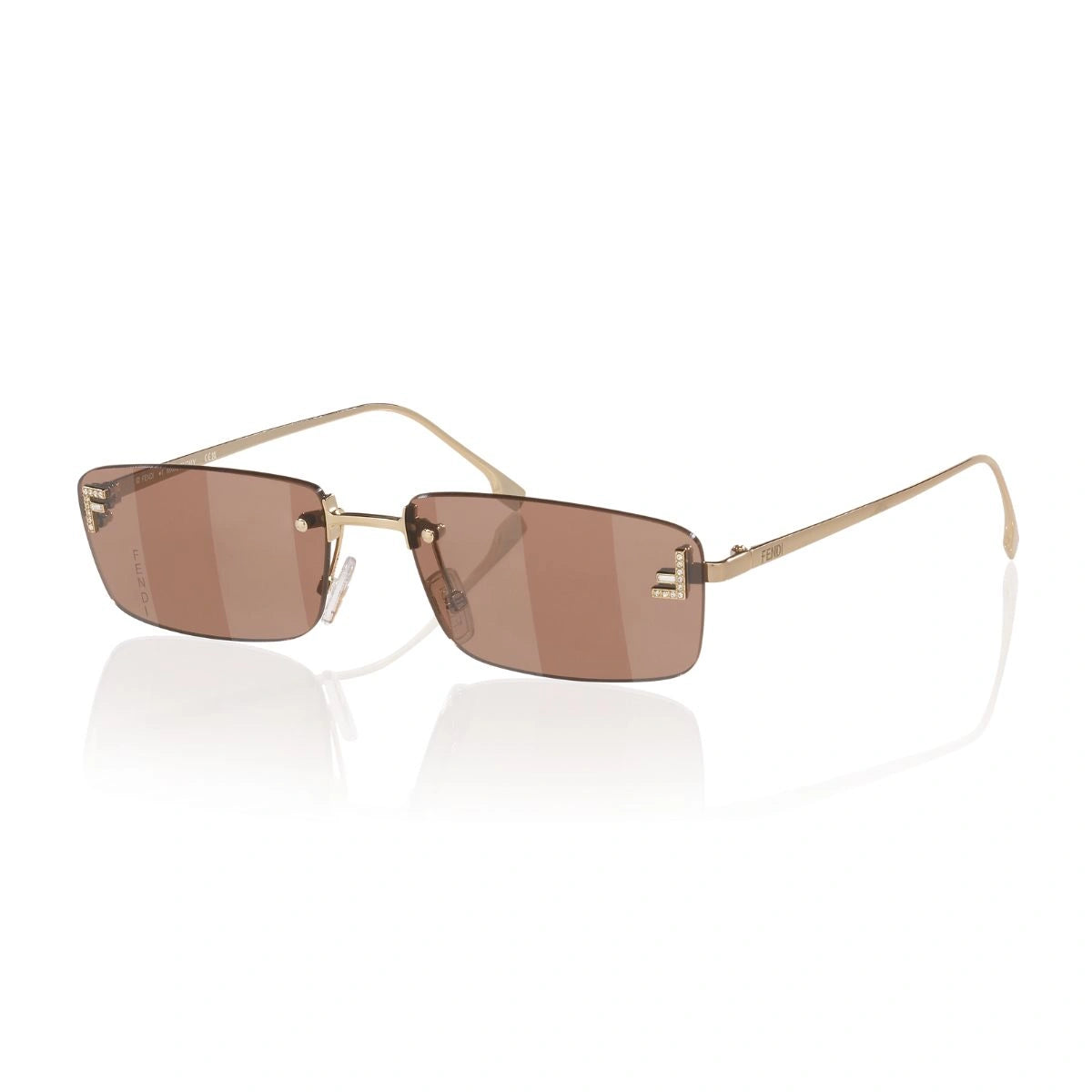 Luxury Fendi First Crystal sunglasses with pink mirror UV protection lens