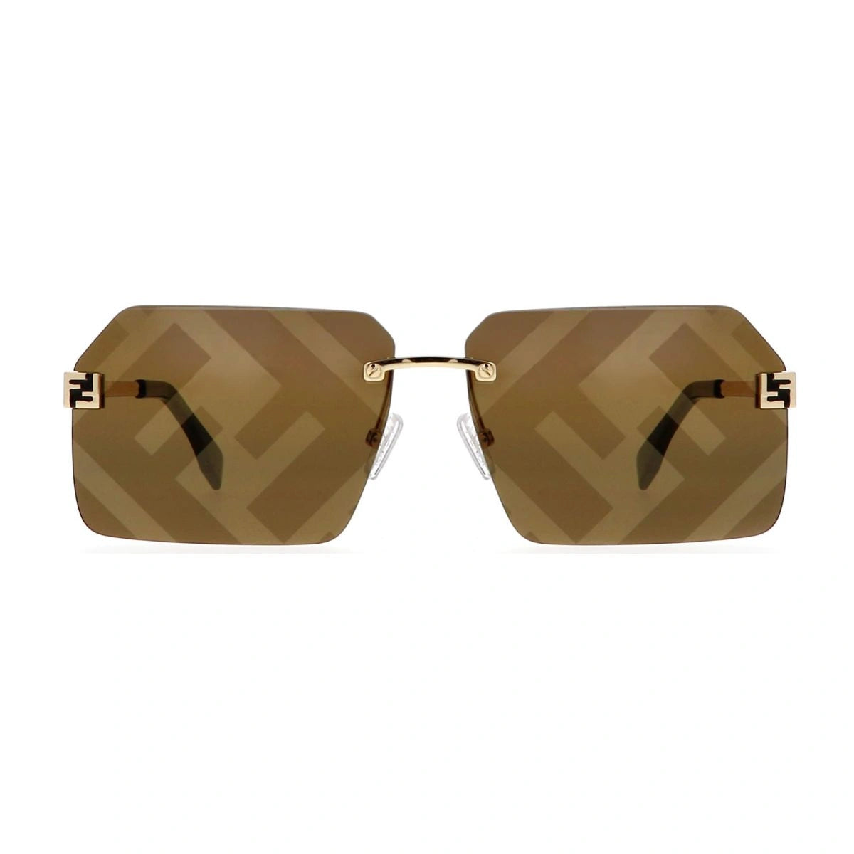 Fendi FE40043U rimless brown FF monogram luxury sunglasses for women