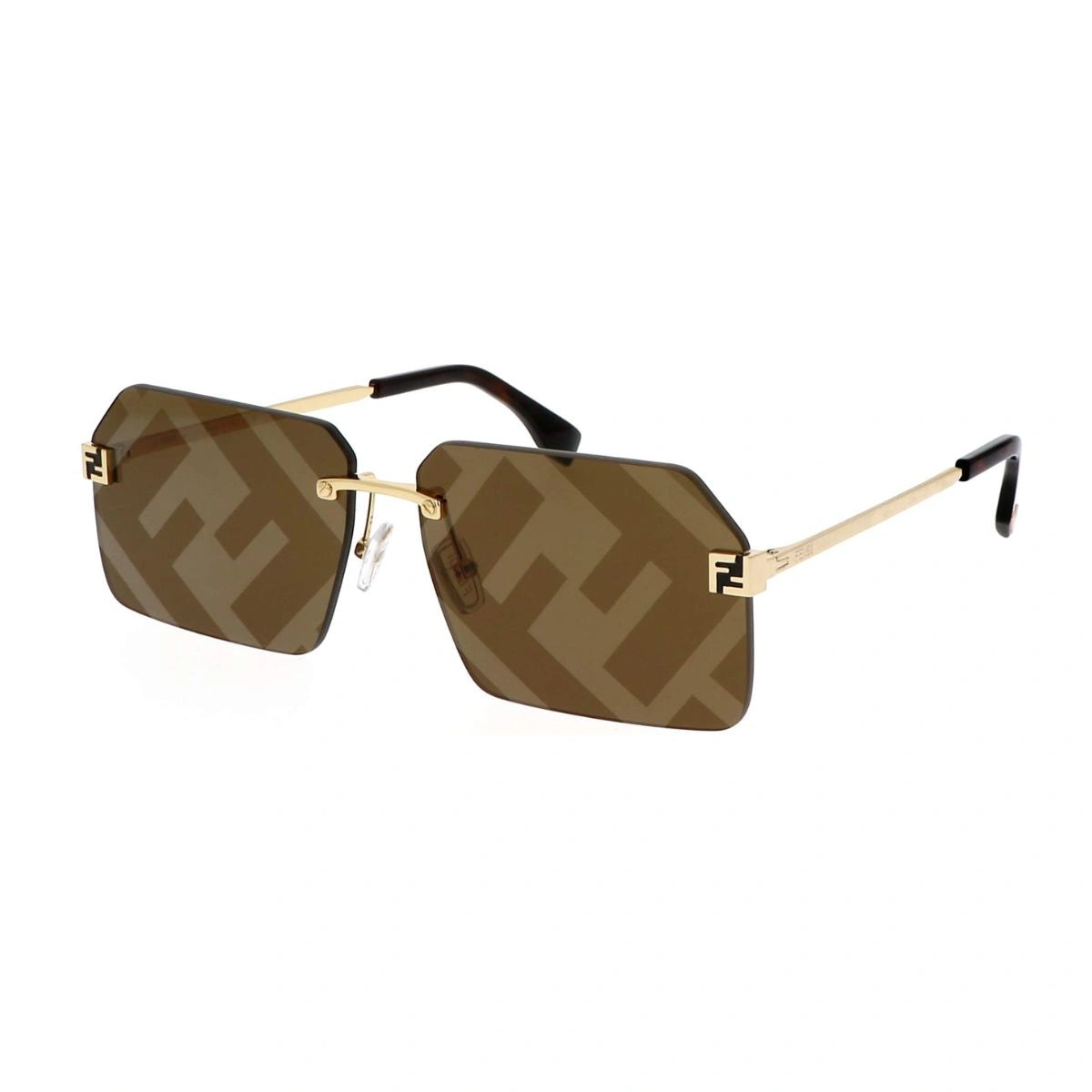 Fendi Sky FE40043U brown logo lens designer sunglasses gold temples