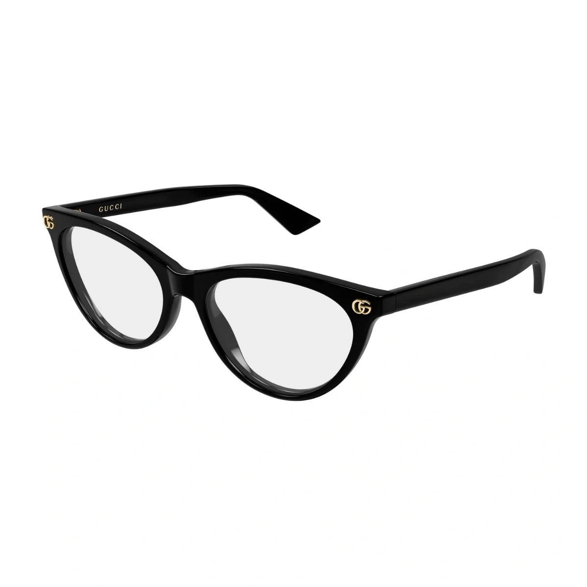 Women's Gucci GG2112O 001 black cat eye glasses with gold Double G logo