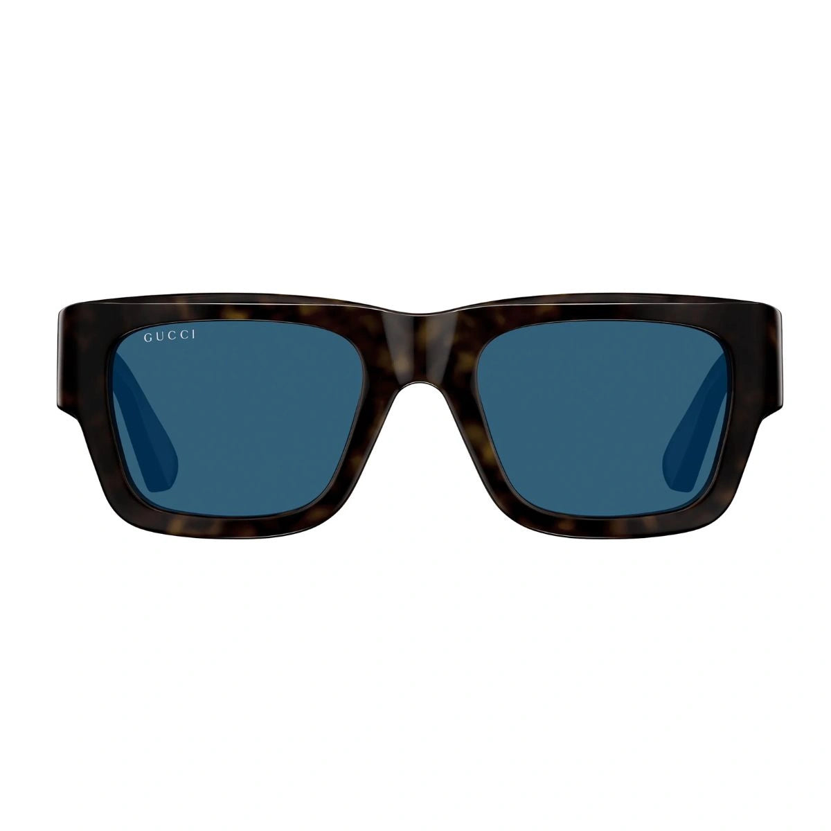 Discover Gucci GG1668S 002 Dark Havana square blue lens sunglasses