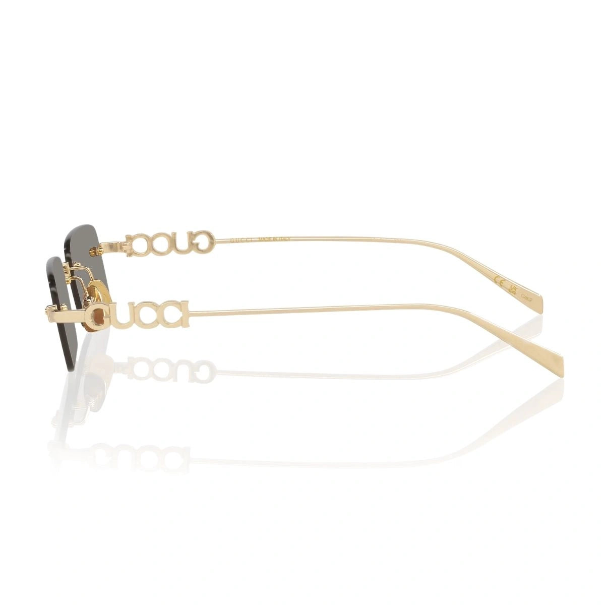 Authentic Gucci GG1808S 003 gold-tone rectangular luxury sunglasses for women