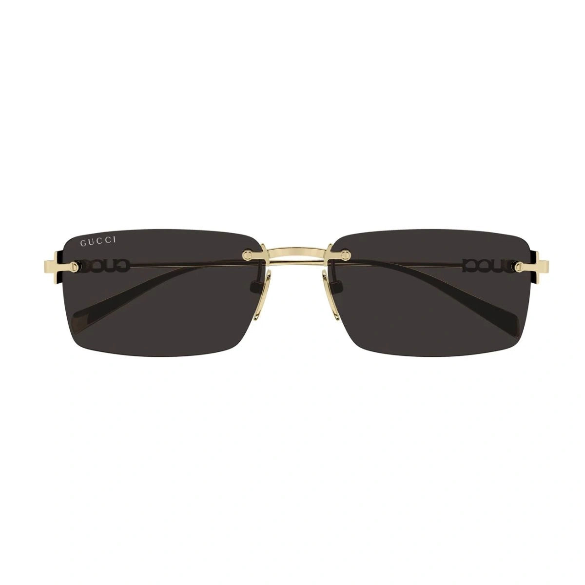 Introducing Gucci GG1941S 001 gold rimless rectangular sunglasses