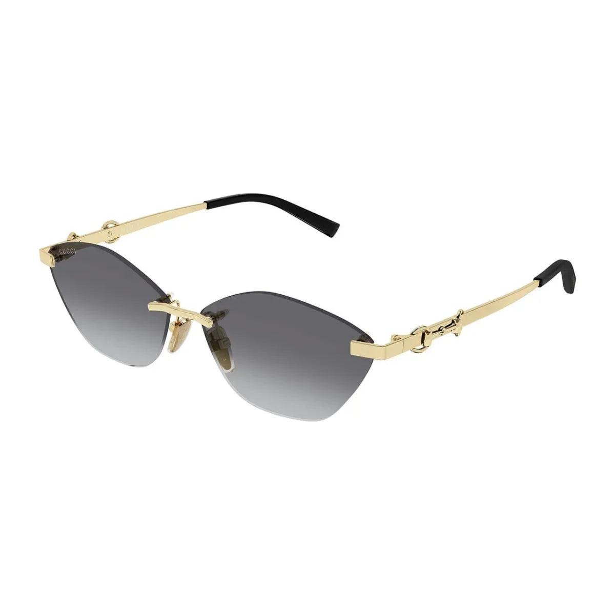 Stylish gold and black temple design on Gucci GG2050S 002 sunglasses for women at optorium