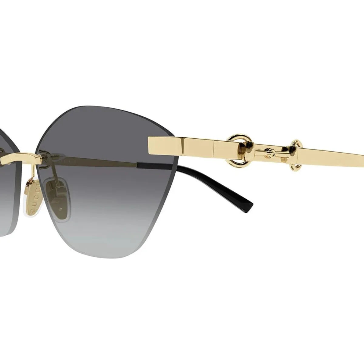 Gucci rimless cat eye sunglasses GG2050S 002 with gradient grey lenses at Optorium
